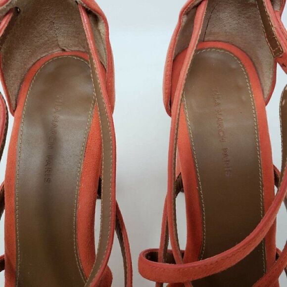 TILA MARCH ORANGE SUEDE PLATFORM HEELS 7 EUR 38 - Picture 9 of 9